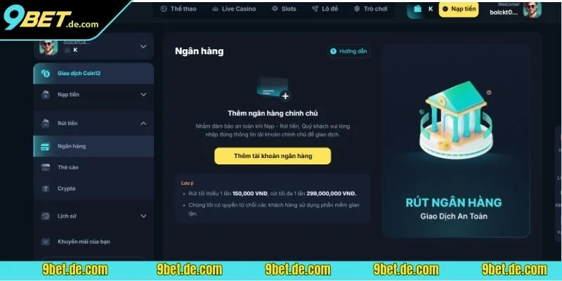 Chia sẻ 3 phương thức rút tiền tại nhà cái 9BET